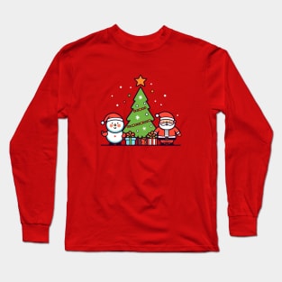 Santa and a Snowman Long Sleeve T-Shirt
